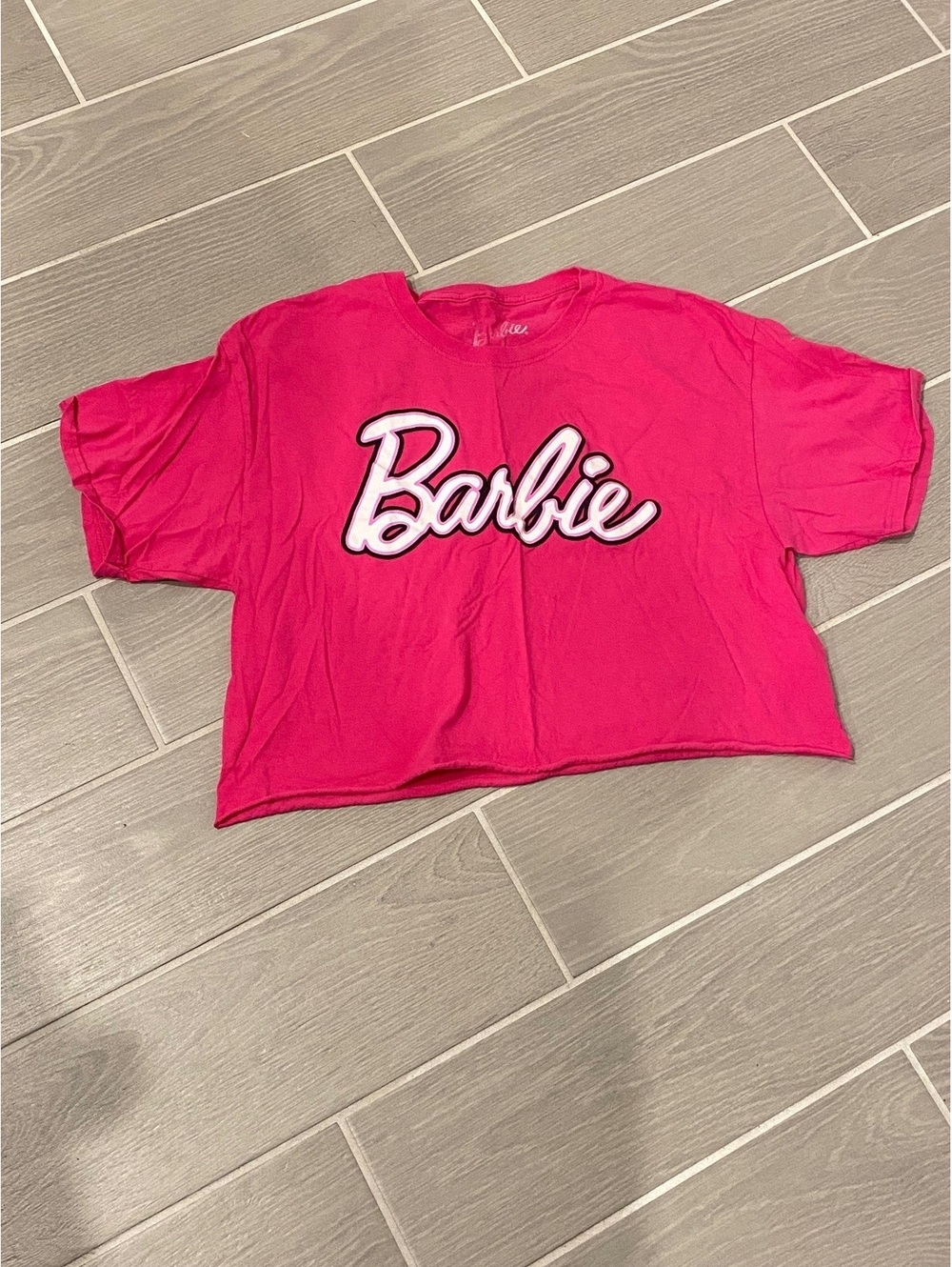 Barbie Pink Crop T-Shirt Size L